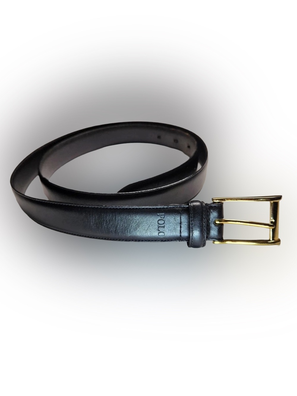 Polo Ralph Lauren Men's Italian Black Leather Belt - Gold Buckle Sz 40 NWT